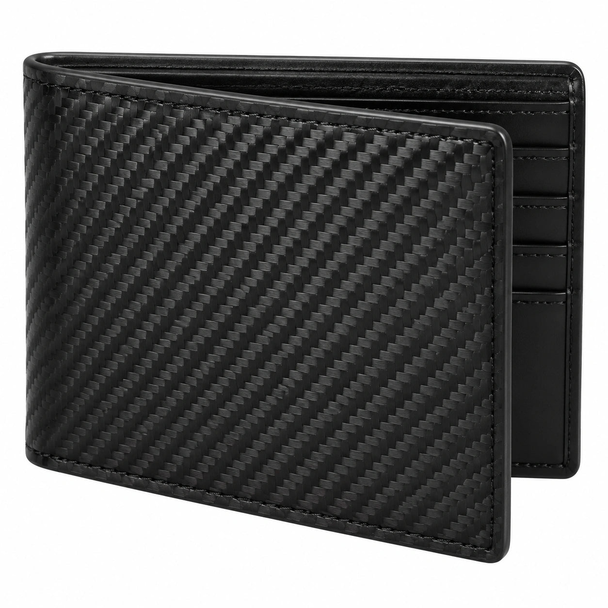 Portefeuille pliant 11.5 × 9.5 × 1.5 cm noir synthétique tressé pour homme