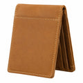 Portefeuille pliant 11 × 9 × 2 cm en cuir marron compact