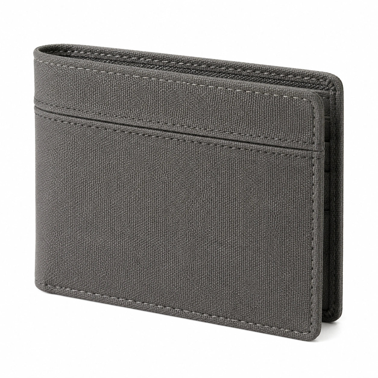 Portefeuille pliant 11 x 1.5 x 9 cm en textile gris pour homme style minimaliste