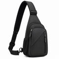 Sac bandoulière 18 x 8 x 31 cm noir en textile à poches zippées réglable