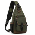 Sac à bandoulière 20 × 10 × 32 cm vert kaki en textile pour transport quotidien avec rangements