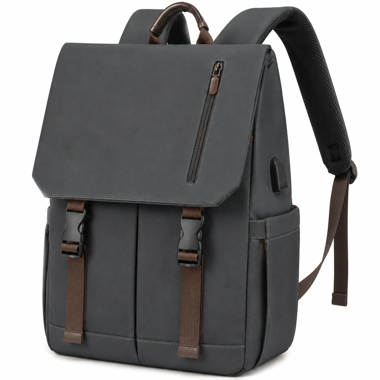 Sac à dos 32 × 16 × 45 cm en tissu synthétique gris foncé pour déplacements urbains