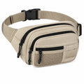 Sac banane 30 x 7 x 15 cm en tissu beige à multiples poches style utilitaire