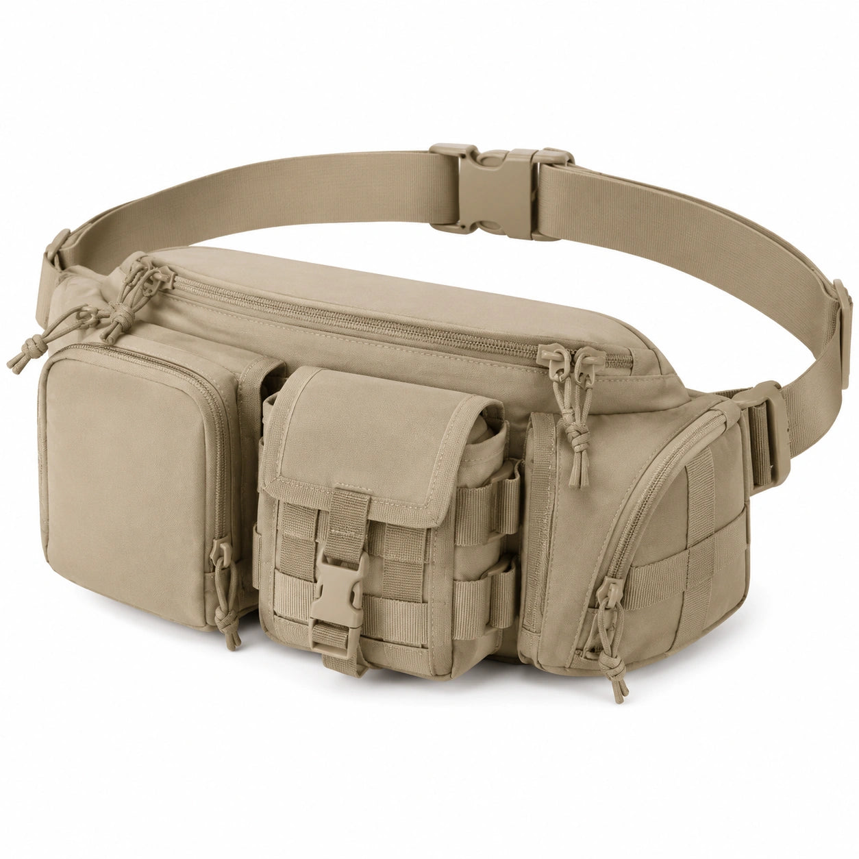 Sac banane 30 x 12 x 18 cm en polyester beige pour randonnée style tactique
