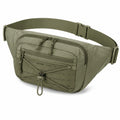 Sac banane 32 x 8 x 16 cm en tissu synthétique vert kaki style tactique à compartiments