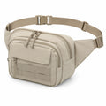 Sac banane 28 x 8 x 16 cm en tissu beige à multiples poches style utilitaire