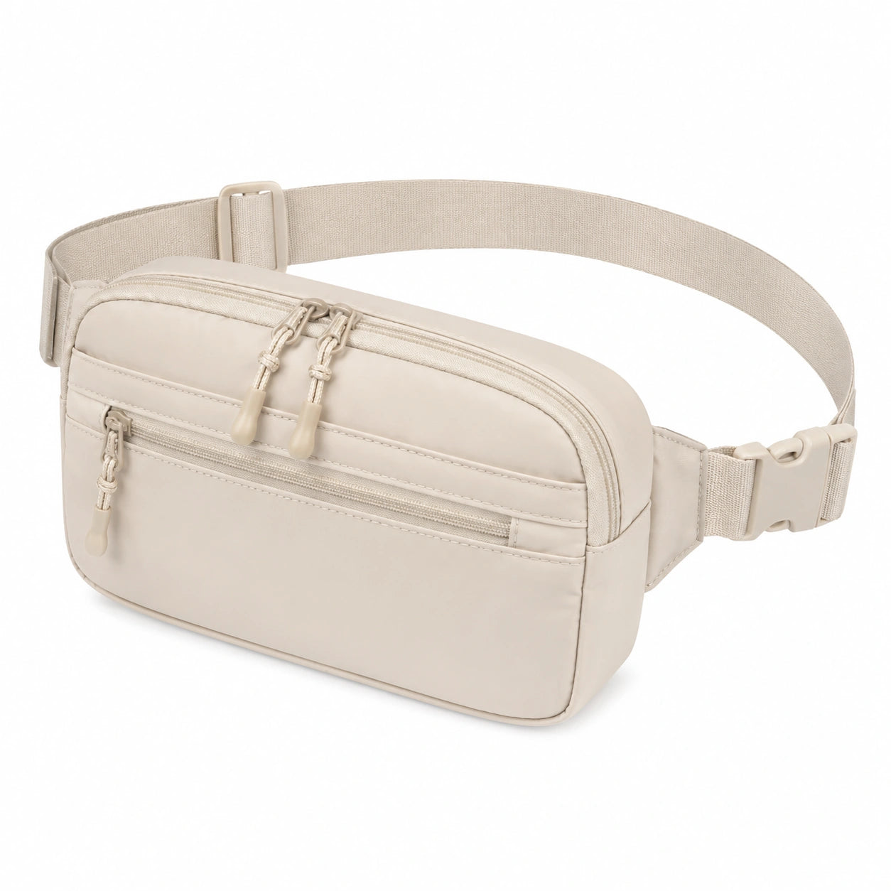 Sac banane 30 x 8 x 17 cm en textile beige à sangle réglable
