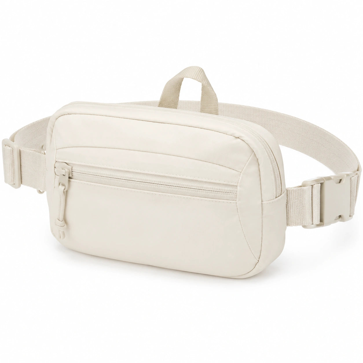 Sac banane 23 x 7 x 15 cm en tissu synthétique écru à ceinture réglable