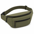 Sac banane 30 x 8 x 15 cm en tissu synthétique vert kaki à poches zippées