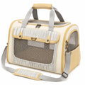Sac de transport pour animal 45 x 25 x 30 cm en tissu beige et gris avec panneaux en maille