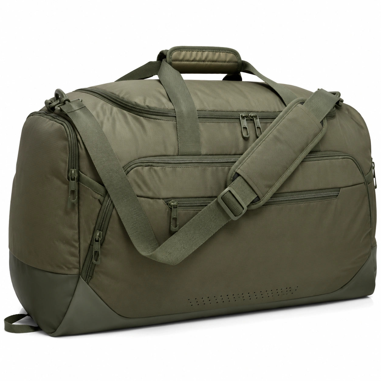 Sac de sport 50 x 25 x 28 cm en polyester vert kaki à compartiments multiples