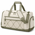 Sac de voyage 48 x 25 x 28 cm en textile beige et vert kaki avec bandoulière réglable