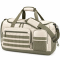 Sac de voyage 50 x 28 x 28 cm en textile beige kaki à bandoulière style utilitaire
