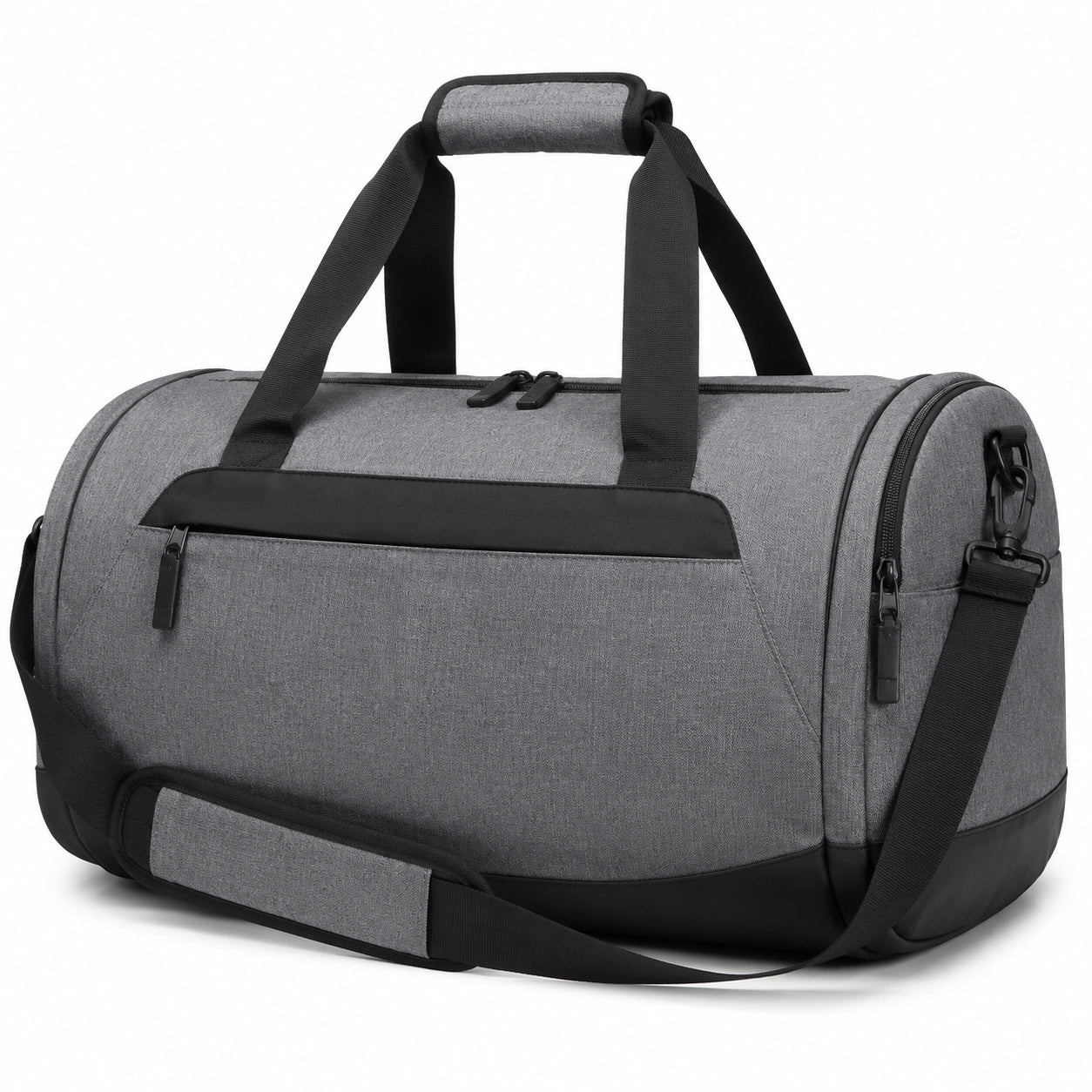Sac de voyage 48 x 25 x 28 cm en tissu gris et noir avec bandoulière réglable
