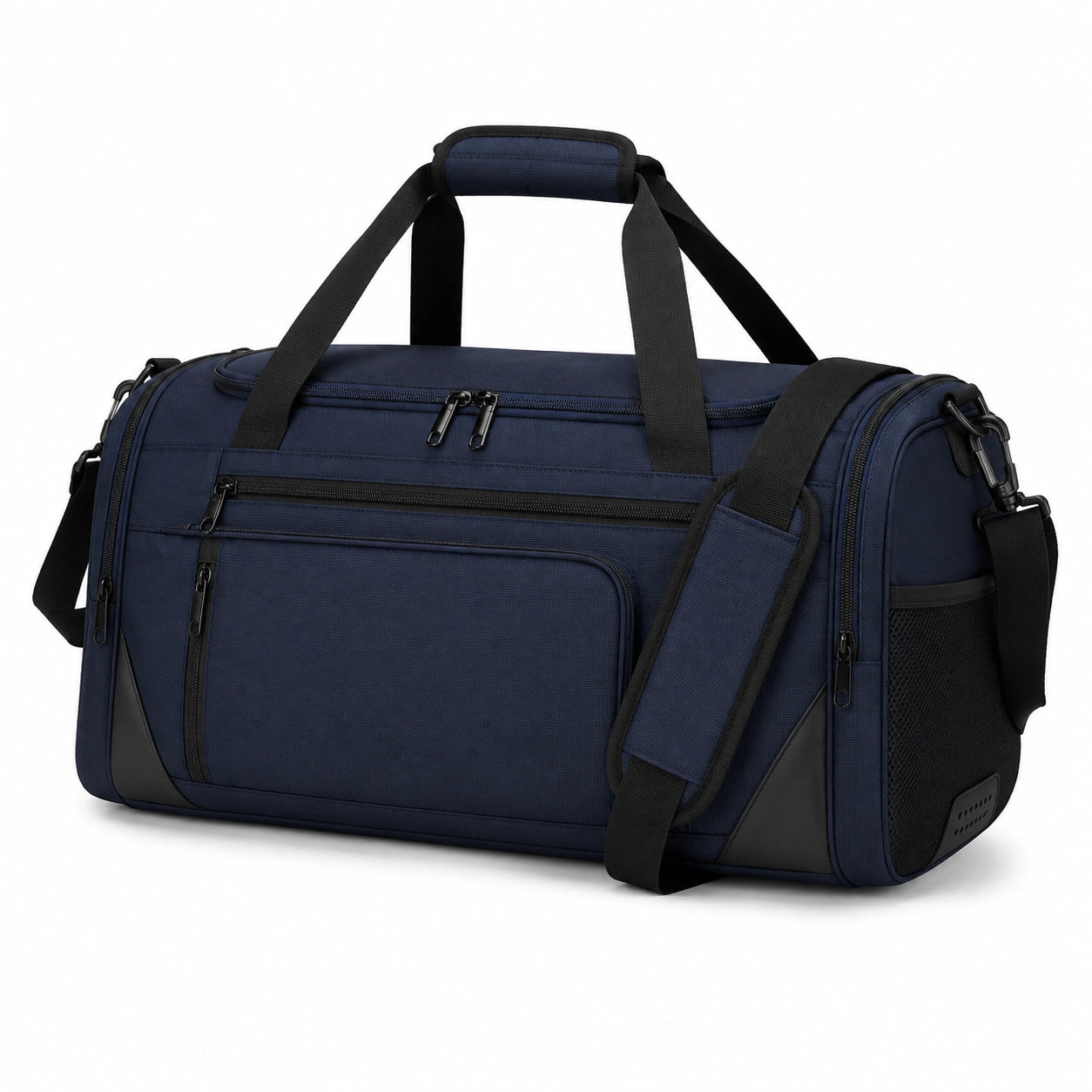 Sac de sport 50 x 25 x 28 cm en polyester bleu marine et noir à compartiments multiples