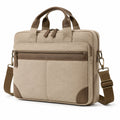 Sacoche ordinateur 40 x 10 x 30 cm en toile beige marron avec bandoulière pour travail