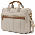 Sacoche ordinateur portable 15.6 pouces en textile beige et marron avec bandoulière réglable