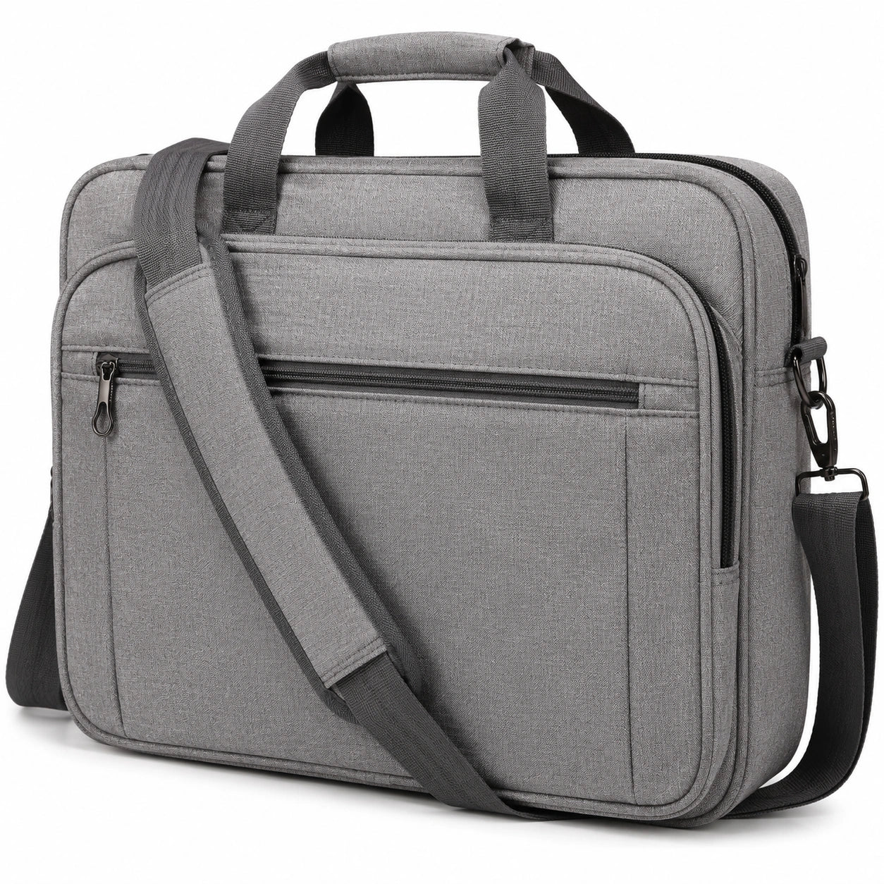 Sacoche ordinateur 40 cm en polyester gris avec bandoulière style professionnel